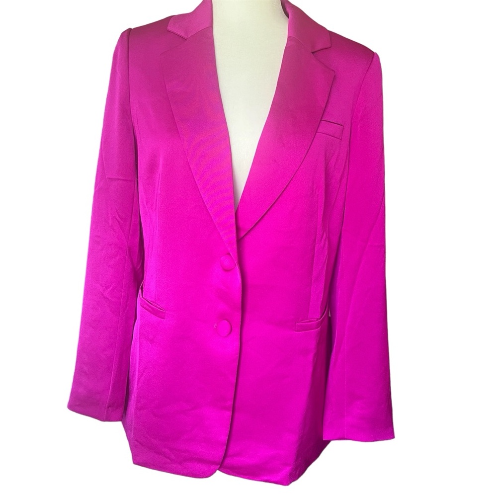 NWT Skies Are Blue Hot Pink Fuchsia Fully Lined Slit Pockets Blazer Sz M
